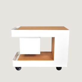 Styles Bar Isle Outdoor Mobile Trolley, 39-3/8"L x 18-1/8"W x 29-1/8"H, Teak/White