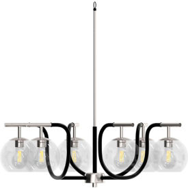 Ambiate Rotondo Chandelier Light Fixture, 6 Medium E26 Base Sockets, 40W, 120V, Black/Silver