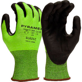 Cut Resistant Gloves, Micro Foam Nitrile Coated, ANSI A5, XL, Hi-Vis Lime
