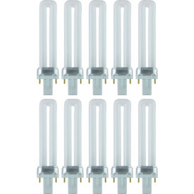 2-Pin Compact Fluorescent Light Bulb, G23 Base, 4100K, 7W, Cool White, Pack of 10