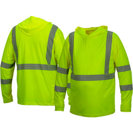 Long Sleeve Pullover T-Shirt with UV Protection, Class 3, L, Hi-Vis Lime