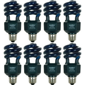Compact Fluorescent Spiral Light Bulb, E26 Base, 20W, Black, Pack of 8
