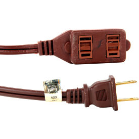 Household Extension Cord, 16/3 Gauge, 13A, 125V, 12'L, Brown