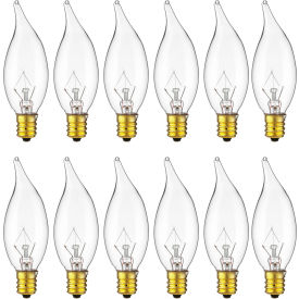 Incandescent Chandelier Bulb with E12 Candelabra Base, 15W, 120V, White, Pack of 12