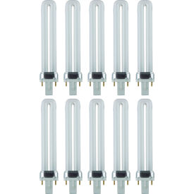 PL U-Bend Fluorescent Bulb, G23 Base, 9W, 530 Lumens, 3500K, Neutral White, Pack of 10