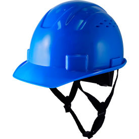 GH326 Vented Cap Style Hard Hat, 4-Point Adjustable Ratchet Suspension, Blue