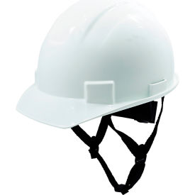 Non-Vented Cap Style Hard Hat, 4-Point Adjustable Ratchet Suspension, White
