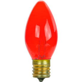 Incandescent Bulb with E17 Intermediate Base, 7W, 120V, Transparent Red, Pack of 25