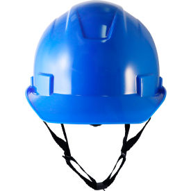 Non-Vented Cap Style Hard Hat, 4-Point Adjustable Ratchet Suspension, Blue