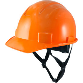 Non-Vented Cap Style Hard Hat, 4-Point Adjustable Ratchet Suspension, Orange