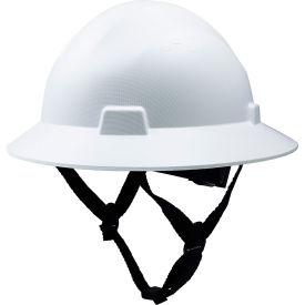 Non-Vented Full Brim Hard Hat, 4-Point Ratchet Suspension, Carbon Fiber White