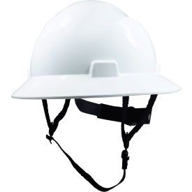 Non-Vented Full Brim Hard Hat, 4-Point Adjustable Ratchet Suspension, White