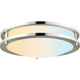 Round Flush Mount Ceiling Light Fixture, 21W, 1500 Lumens, 14" Diameter, Brushed Nickel