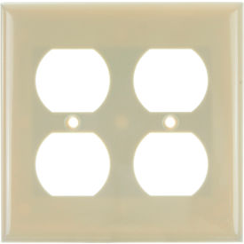 Receptacle Duplex Wall Plate, 2-Gang, Ivory, Pack of 12