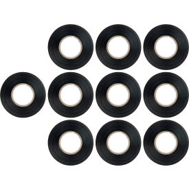 PVC Electrical Tape, 3/4' x 60', Black, Pack of 10
