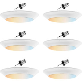 Round Flush Mount Ceiling Light Fixture, 10W, 620 Lumens, 6" Dia., White, Pack of 6