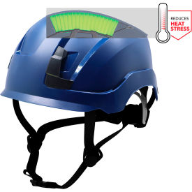 Non-Vented Safety Helmet, 4-Point Adjustable Ratchet Suspension, Blue