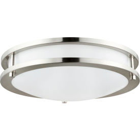 Round Flush Mount Ceiling Light Fixture, 24W, 1700 Lumens, 16" Dia., Brushed Nickel