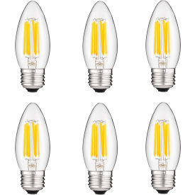 LED B11 Chandelier Light Bulb, E26 Base, 5.5W, 600 Lumens, 50K, Super White, Pack of 6