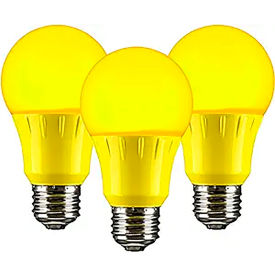 LED A19 Colored Light Bulb, E26 Base, 3W, 1800 Lumens, Yellow, Pack of 3