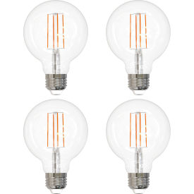 LED G25 Edison Globe Light Bulb, E26 Base, 8.5W, 800 Lumens, 27K, Soft White, Pk of 4