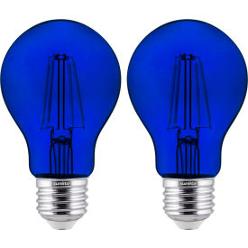 LED A19 Colored Filament Light Bulb, E26 Base, 4.5W, 55 Lumens, Blue, Pack of 2