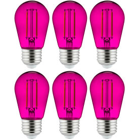 LED S14 Colored String Filament Light Bulb, E26 Base, 2W, Transparent Purple, Pack of 6