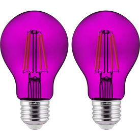 LED A19 Colored Filament Light Bulb, E26 Base, 4.5W, 83 Lumens, Purple, Pack of 2