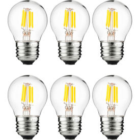 LED G16 Filament Globe Light Bulb, E26 Base, 3W, 250 Lumens, 2200K, Amber, Pack of 6