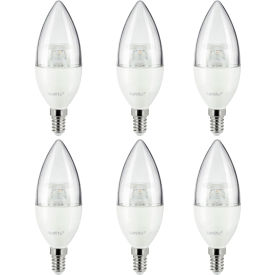 LED B10 Torpedo Clear Light Bulb, E14 Base, 5W, 470 Lumens, 27K, Warm White, Pack of 6