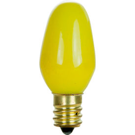 Incandescent Bulb with E12 Candelabra Base, 7W, 120V, Yellow, Pack of 25