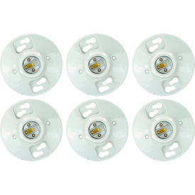 Porcelain Lamp Holder, E26 Medium Base, White, Pack of 6