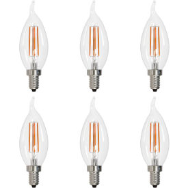 LED CA11 Chandelier Light Bulb, E12 Base, 5.5W, 600 Lumens, 30K, Warm White, Pack of 6