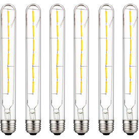 LED T8 Tubular Filament Light Bulb, E26 Base, 5W, 430 Lumens, 2200K, Amber, Pack of 6