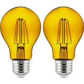 LED A19 Colored Filament Light Bulb, E26 Base, 4.5W, 420 Lumens, Yellow, Pack of 2