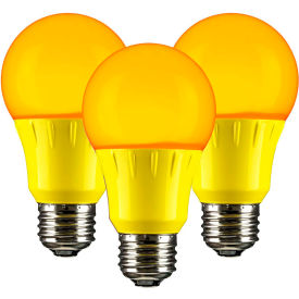 LED A19 Colored Light Bulb, E26 Base, 3W, 70 Lumens, Amber, Pack of 3