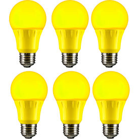 LED A19 Colored Light Bulb, E26 Base, 3W, Yellow, Pack of 6