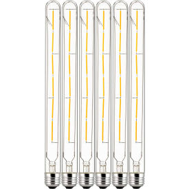 LED T8 Filament Light Bulb, E26 Base, 5W, 450 Lumens, 2700K, Soft White, Pack of 6
