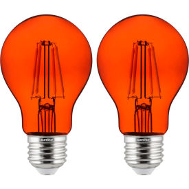 LED A19 Colored Filament Light Bulb, E26 Base, 4.5W, 250 Lumens, Orange, Pack of 2