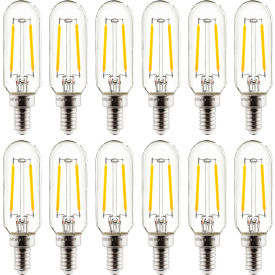 LED T8 Filament Light Bulb, E12 Base, 2W, 130 Lumens, 2700K, Warm White, Pack of 12