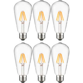 LED ST19 Edison Light Bulb, E26 Base, 4.5W, 400 Lumens, 2700K, Warm White, Pack of 6