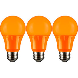 LED A19 Colored Light Bulb, E26 Base, 3W, 65 Lumens, Orange, Pack of 3