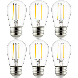LED S14 Filament Light Bulb, E26 Base, 2W, 200 Lumens, 2700K, Warm White, Pack of 6