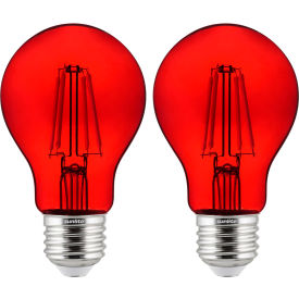LED A19 Colored Filament Light Bulb, E26 Base, 4.5W, 33 Lumens, Red, Pack of 2