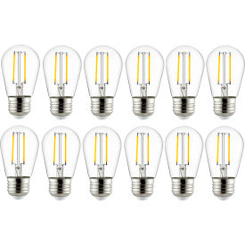 LED S14 Filament Light Bulb, E26 Base, 2W, 200 Lumens, 2700K, Warm White, Pack of 12