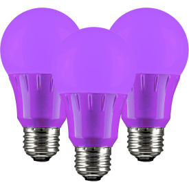 LED A19 Colored Light Bulb, E26 Base, 3W, Purple, Pack of 3
