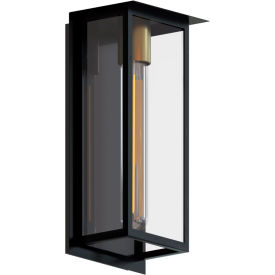 Modern Outdoor Wall Sconce Light Fixture, E26 Medium Base, 40W, Black/Gold