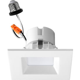 LED Retrofit Square Recessed Downlight Fixture, 11W, 750 Lumens, White, Pack of 6