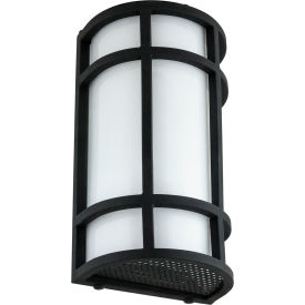 LED Outdoor Mission Style Half Cylinder Wall Light Fixture, 15W, 800 Lumens, White/Blk