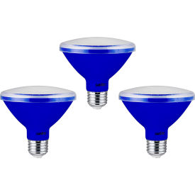 LED PAR30 Short Neck Colored Recessed Light Bulb, E26 Base, 8W, Blue, Pack of 3